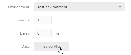 Select data file button in Postman